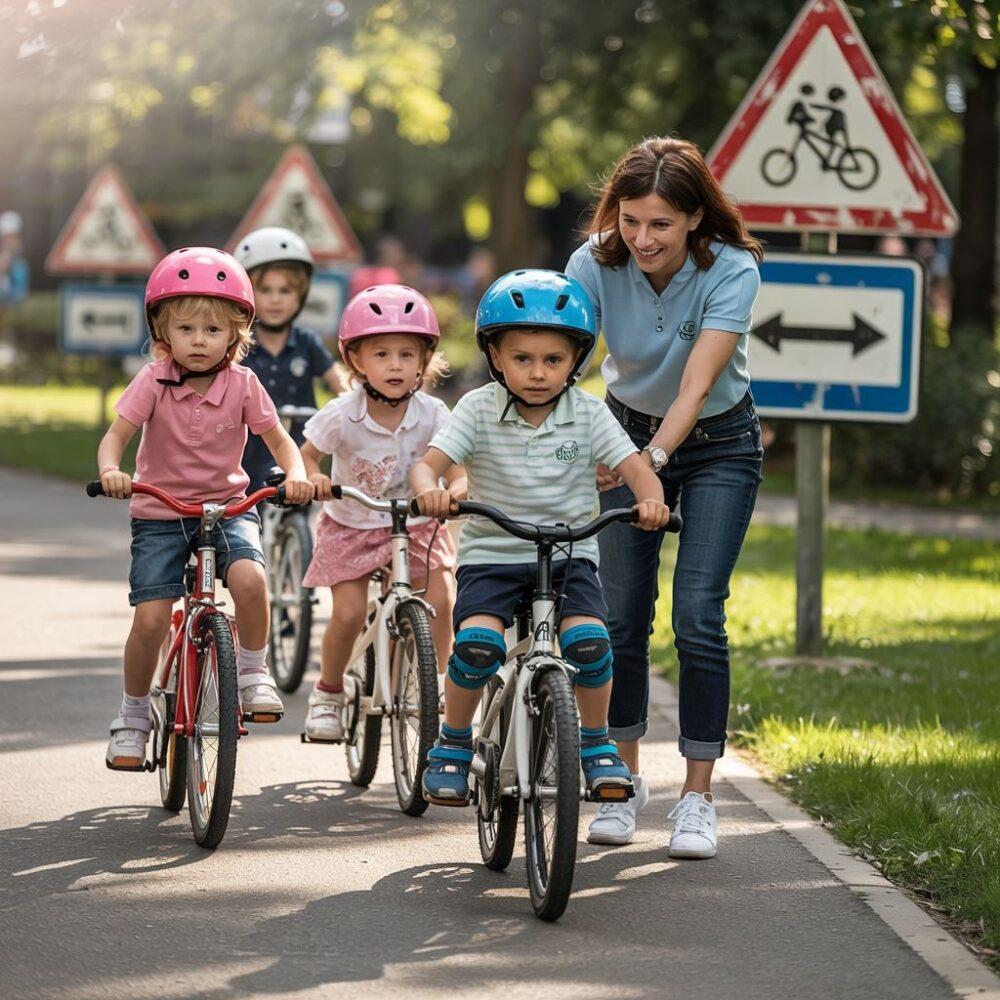 instruktor egzaminujący rowerzystów