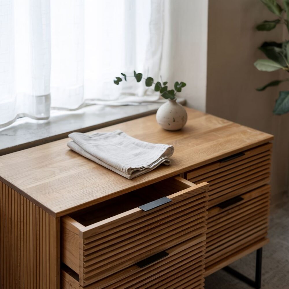 mebel z pionowymi lamelami