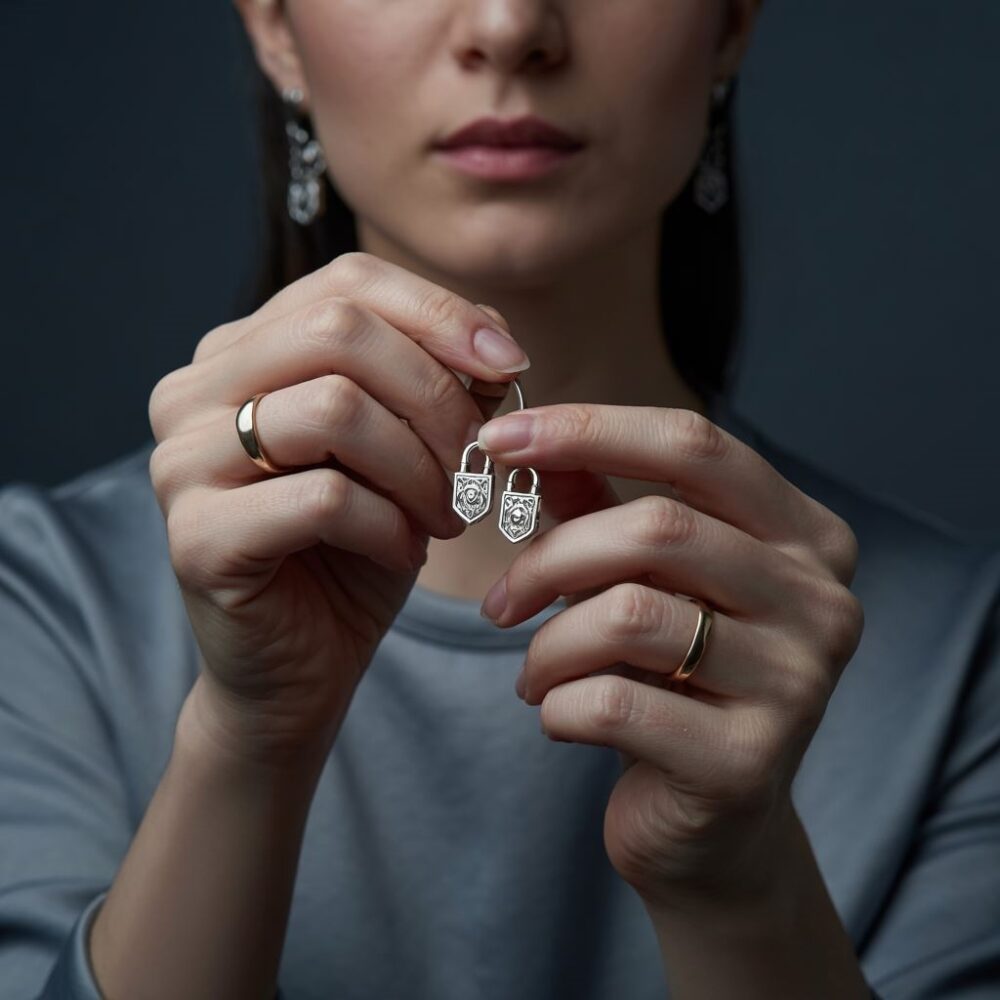 ręka trzyma kolczyk
